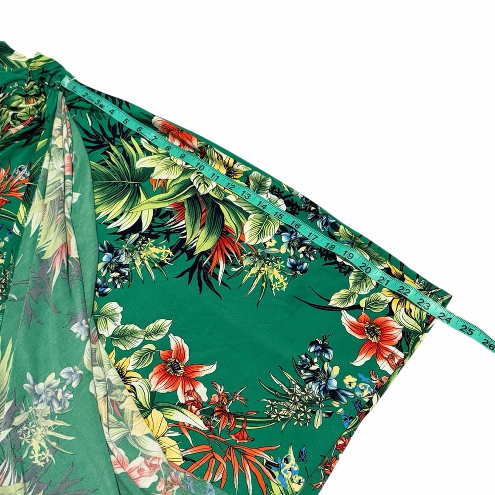 Forever 21 Green Tropical Floral Print Mock Wrap Dress - Size XL - Picture 15 of 15